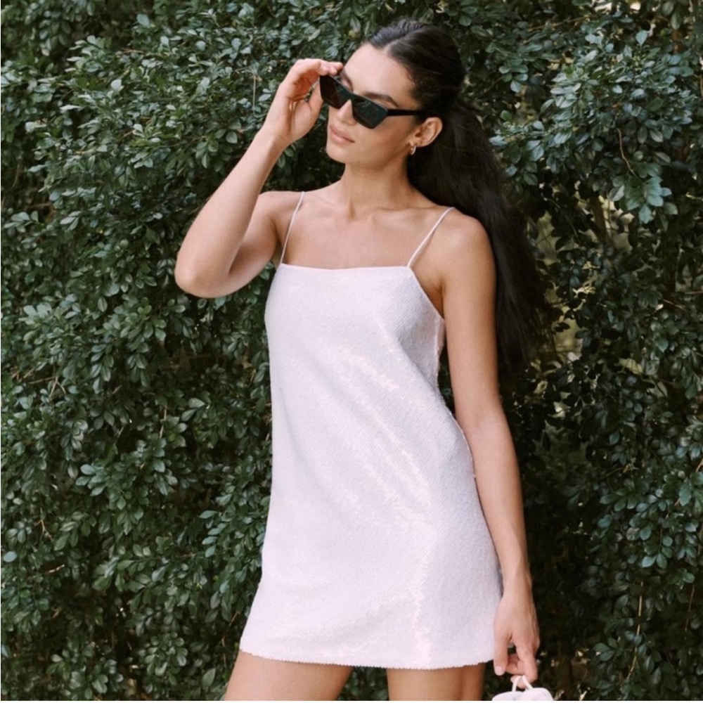 Abercrombie & Fitch White Sequin Mini Dress